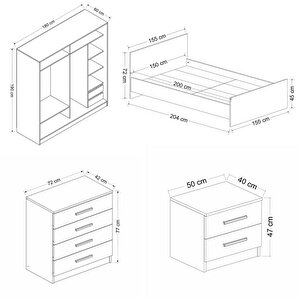 Kale190 Yatak Odası Set 58 Beyaz Antrasit