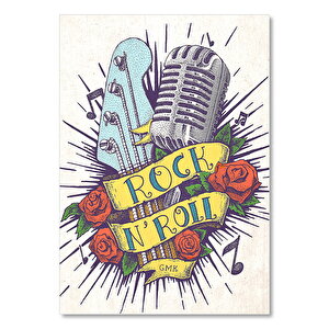 Retro Rock Roll Şekilli Görsel 50x70 cm