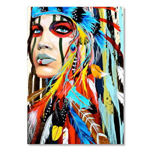 Renkli Kızılderili Kız Tarz Görseli 50x70 cm