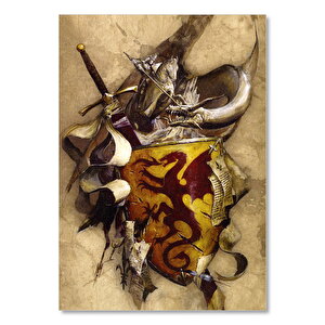 Ejderhalı Arma Savaşçı Kılıç Ve Sancaklar 50x70 cm