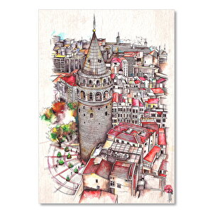 Retro İstanbul Galata Kulesi Tarz Görsel 50x70 cm