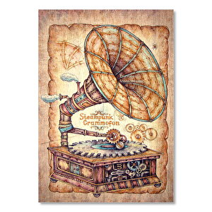 Eski Steampunk Gramofonu Görseli 50x70 cm