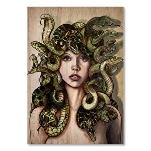 Medusa Mitolojisi Ahşap Zeminde Görseli 25x35 cm