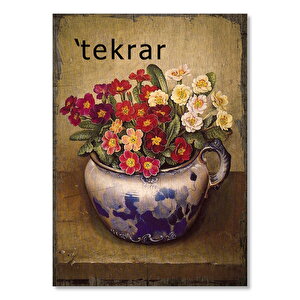 Saksıda Kırmızı Beyaz Menekşe Çiçek Görseli 35x50 cm