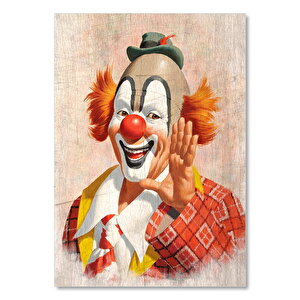 Renkli Palyaço Ahşap Zeminde Görseli 50x70 cm