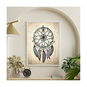 Sarı Ahşap Zeminde Dream Catcher Figürü Görseli 35x50 cm