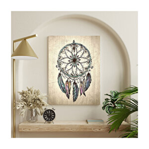 Sarı Ahşap Zeminde Dream Catcher Figürü Görseli 35x50 cm