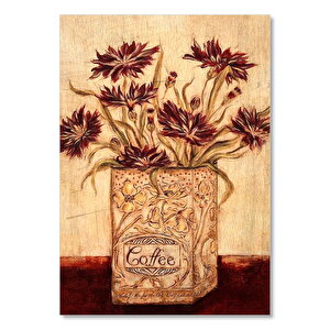 Kahve Ambalajından Saksıda Çiçek Görseli 35x50 cm