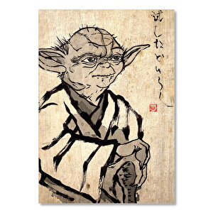 Star Wars Yoda Ahşap Zeminde Görsel 35x50 cm