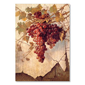 Dalda Kırmızı Üzüm Ahşap Zeminde Görseli 35x50 cm