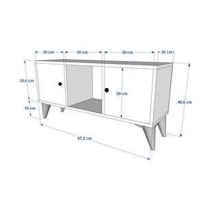 Dolaplı Ayaklı Tv Ünitesi Beyaz 97 Cm Tv-1309-ç