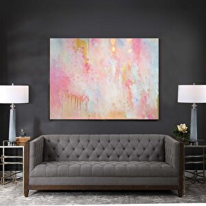 Pembe Rüyalar - Yağlı Boya Dokulu Tablo Çerçeve - Gümüş 100x150 cm