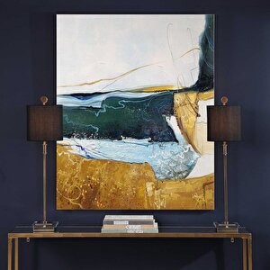 Soyut Katmanlar - Yağlı Boya Dokulu Tablo Çerçeve - Gümüş 100x150 cm