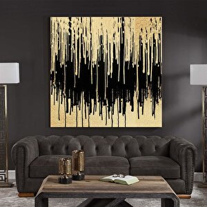 Soyut Dışavurum - Yağlı Boya Dokulu Tablo Çerçeve - Siyah 100x100 cm
