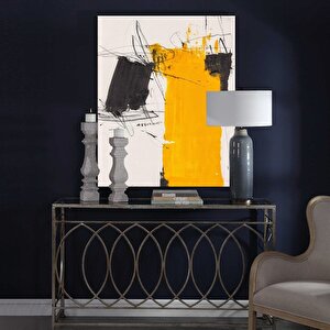 Soyut Altuni - Yağlı Boya Dokulu Tablo Çerçeve - Gold 60x90 cm