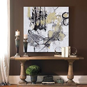 Jackson Pollock'a Saygı - Yağlı Boya Dokulu Tablo Çerçeve - Gümüş 100x100 cm