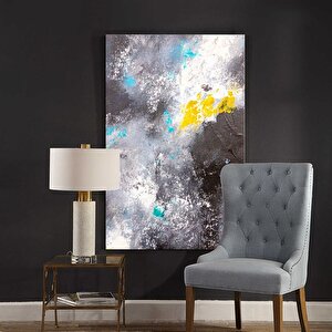 Cosmos - Yağlı Boya Dokulu Tablo Çerçeve - Gold 90x120 cm