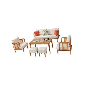 Flora Bahçe Mobilyası (salon, Balkon, Cafe, Ofis) 3+1+1+masa+2 Puf