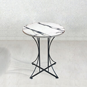 Thei̇a Pi̇ Suya Dayanikli 60cm Masa (marble) + 2 Adet Starleg Kolçakli Sandalye