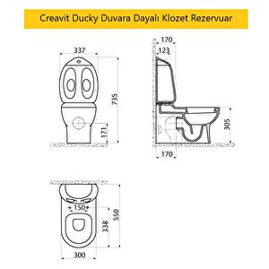 Dc360 Ducky Duvara Dayalı Çocuk Klozet Ve Rezervuar Takımı