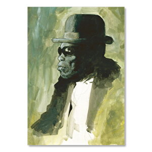 John Lee Hooper Suluboya Portre    Ahşap Mdf Tablo 35x50 cm