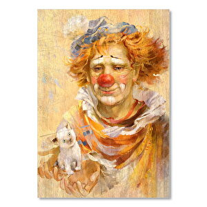 Yavru Kedi Palyaço Görseli  Ahşap Mdf Tablo 50x70 cm