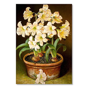 Saksıda Soğanlı Çiçekler Resmi   Ahşap Mdf Tablo 25x35 cm