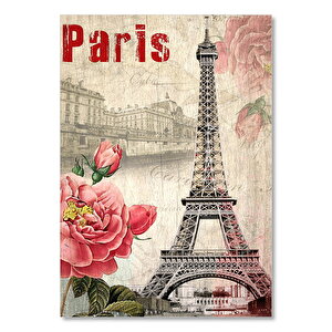 Eyfel Gül Paris Mektup Görseli    Ahşap Mdf Tablo 35x50 cm