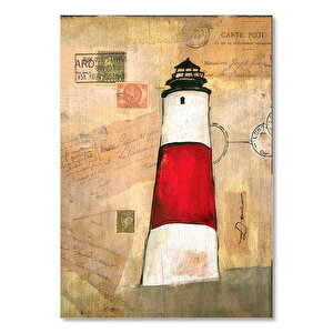 Deniz Feneri Ve Mektup Görseli  Ahşap Mdf Tablo 35x50 cm