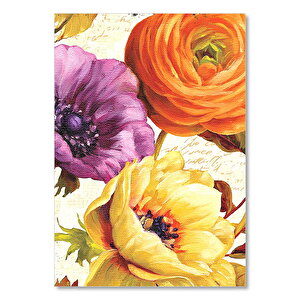 Yağlı Boya Renkli Çiçekler Görseli  Ahşap Mdf Tablo 50x70 cm
