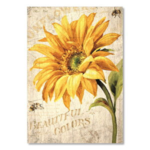 Afişte Ayçiçek Kelebek Görseli   Ahşap Mdf Tablo 25x35 cm