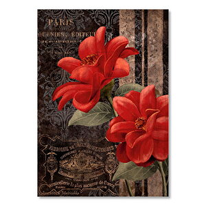 Kırmızı Gül Ve Paris Afişi Görseli  Ahşap Mdf Tablo 35x50 cm
