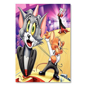 Tom Ve Jerry Ile Dansçı Kız  Ahşap Mdf Tablo 50x70 cm