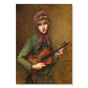 François Martin Kavel Fransa Catherine La Rose Sokak Kemancı    Ahşap Mdf Tablo 35x50 cm