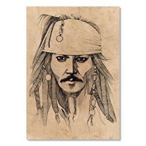 Kaptan Jack Sparrow Karakalem Portre  Ahşap Mdf Tablo 50x70 cm