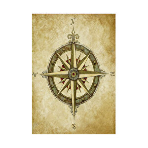 Sanatsal Pusula Çizimi Görseli    Ahşap Mdf Tablo 35x50 cm