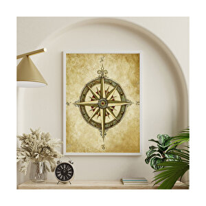 Sanatsal Pusula Çizimi Görseli    Ahşap Mdf Tablo 35x50 cm
