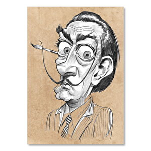 Salvador Dali Karakalem Karikatürize Portre  Ahşap Mdf Tablo 50x70 cm