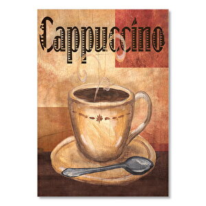 Yağlı Boya Cappuccino Keyfi Afiş Görseli  Ahşap Mdf Tablo 50x70 cm