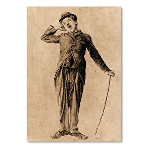Esneyen Charlie Chaplin Görseli    Ahşap Mdf Tablo 35x50 cm