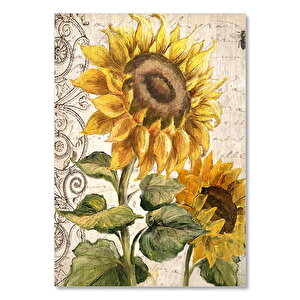 Mektup Zeminde Ayçiçek Görseli  Ahşap Mdf Tablo 35x50 cm