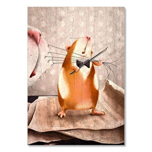 Notalar Üstünde Keman Çalan Fare Görseli  Ahşap Mdf Tablo 35x50 cm