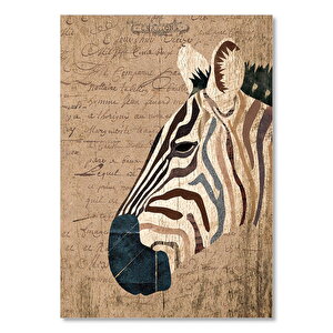 Eski Mektup Zeminde Zebra Görseli  Ahşap Mdf Tablo 50x70 cm