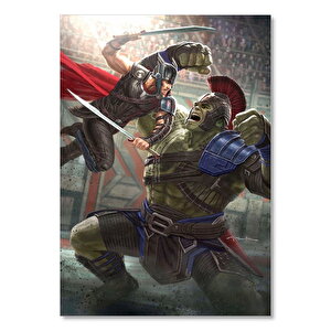 Hulk Ve Thor Gladyatör Savaşı   Ahşap Mdf Tablo 25x35 cm