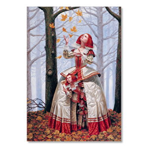 Ormandaki Fantastik Matruşka Kız Görseli    Ahşap Mdf Tablo 35x50 cm