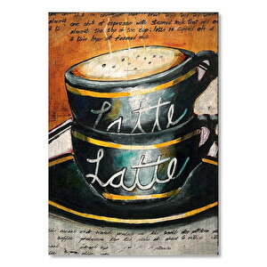 Cafe Latte Fincanları Görseli  Ahşap Mdf Tablo 50x70 cm