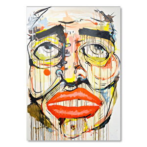 Sulu Boya Çalışması Üzgün İnsan Yüzü Portresi Görseli  Ahşap Mdf Tablo 25x35 cm