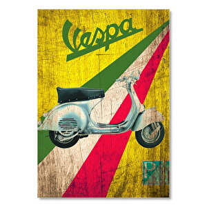 Eski Zeminde Vespa Motorsiklet Görsel  Ahşap Mdf Tablo 50x70 cm