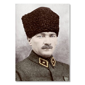 Kalpaklı Atatürk Portresi Görseli    Ahşap Mdf Tablo