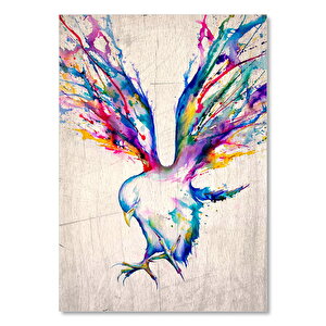 Yağlı Boya Renkli Üçan Kartal Resm Görseli    Ahşap Mdf Tablo 35x50 cm